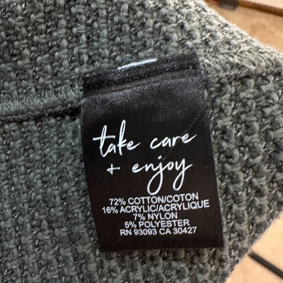 Nic and Zoe Womens XL Green Fringe Woven Jacket Open Front Zipper Pockets NWT - Picture 9 of 9